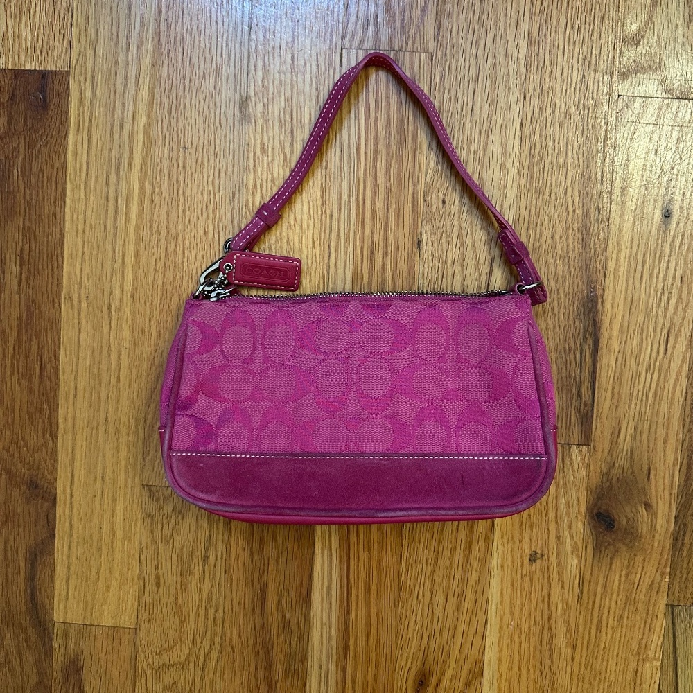 Coach Pink Signature Mini Shoulder Bag Y2K Baguette Purse